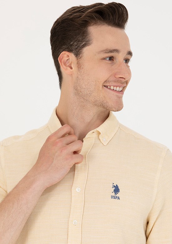 U.S. Polo Assn Sarı Erkek Dokuma Gömlek