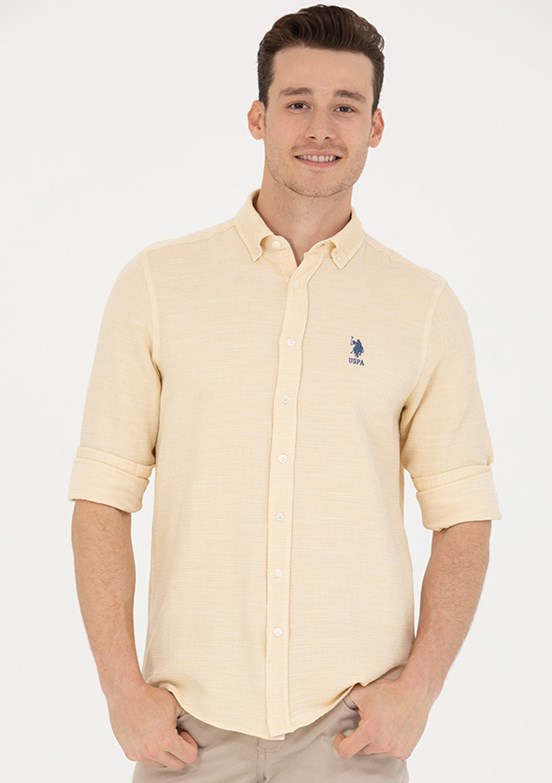 U.S. Polo Assn Sarı Erkek Dokuma Gömlek