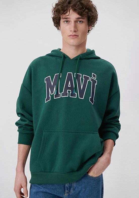 Mavi Yeşil Erkek Baskılı Sweatshirt