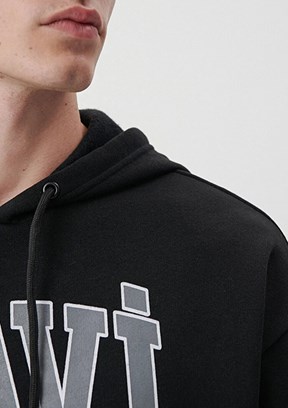 Mavi Siyah Erkek Baskılı Sweatshirt