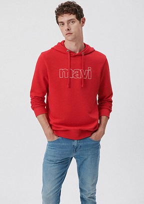 Mavi Kırmızı Erkek Baskılı Sweatshirt