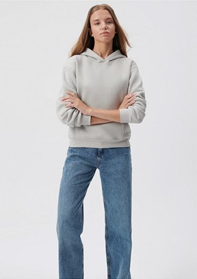 Mavi Gri Kadın Kapüşonlu Sweatshirt