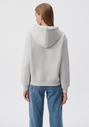 Mavi Gri Kadın Kapüşonlu Sweatshirt