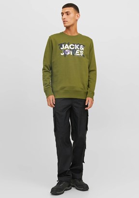 JACK JONES Yeşil Erkek Fermuarsız Kapüşonsuz Sweatshirt