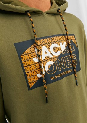 Jack & Jones Erkek Fermuarsız Kapüşonlu Sweatshirt