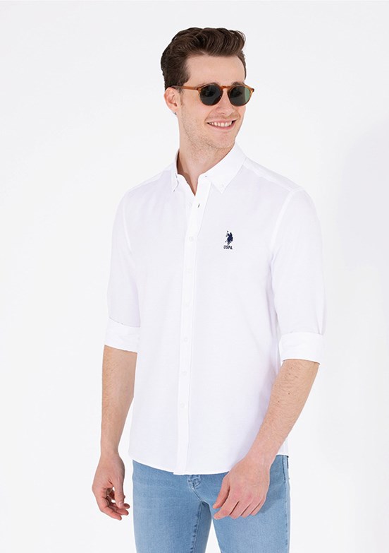 US POLO ASSN Beyaz Erkek Uzun Kol Gömlek