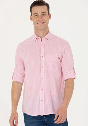 U.S. Polo Assn Pembe Erkek Dokuma Gömlek