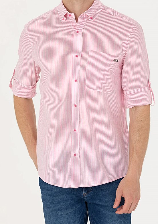 U.S. Polo Assn Pembe Erkek Dokuma Gömlek