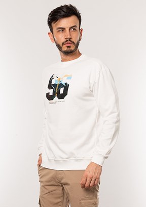 Cazador Beyaz Erkek 3 İplik Sweatshirt