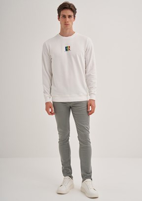 Cazador Beyaz Erkek 3 İplik Sweatshirt