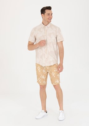 US POLO ASSN Bej Erkek Dokuma Gömlek