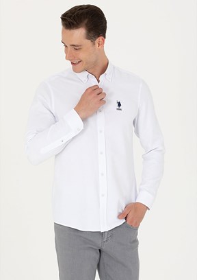 US POLO ASSN Beyaz Erkek Uzun Kol Gömlek