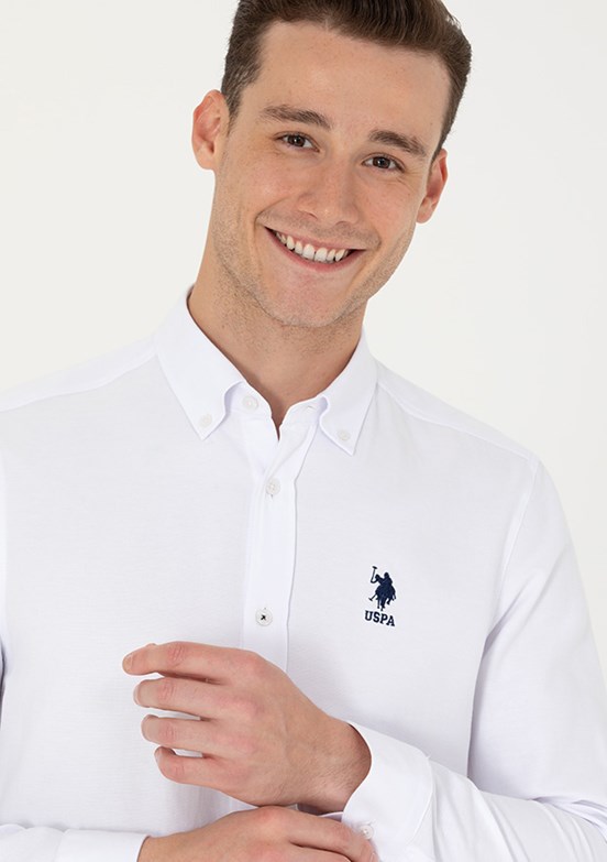 US POLO ASSN Beyaz Erkek Uzun Kol Gömlek