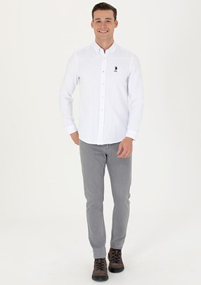 US POLO ASSN Beyaz Erkek Uzun Kol Gömlek