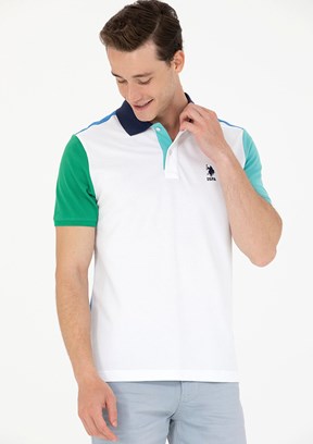 US POLO ASSN Beyaz Erkek Polo Yaka T-Shirt