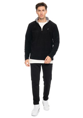 Johnny Joe Siyah Erkek Polar Sweatshirt