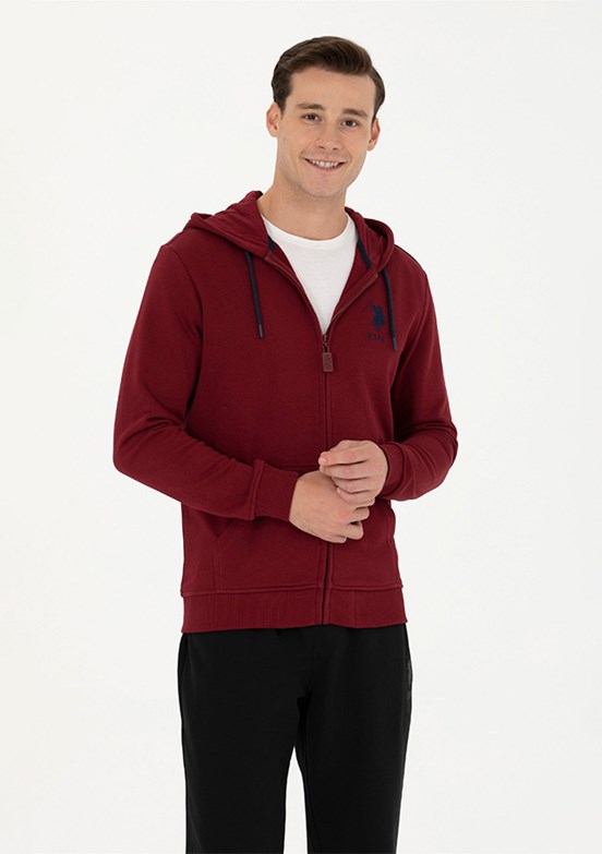 US POLO ASSN Bordo Erkek Örme Sweatshirt