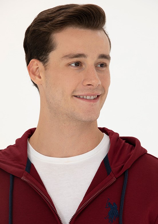 US POLO ASSN Bordo Erkek Örme Sweatshirt