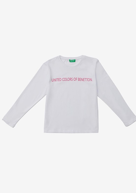 Benetton Beyaz Kız Çocuk Basic T-Shirt