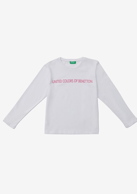 Benetton Beyaz Kız Çocuk Basic T-Shirt