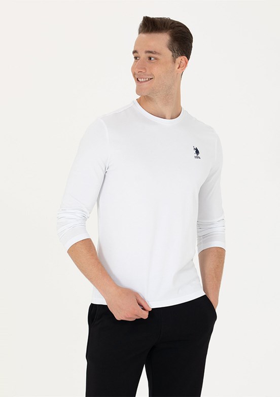 US POLO ASSN Beyaz Erkek Basic Sweatshirt