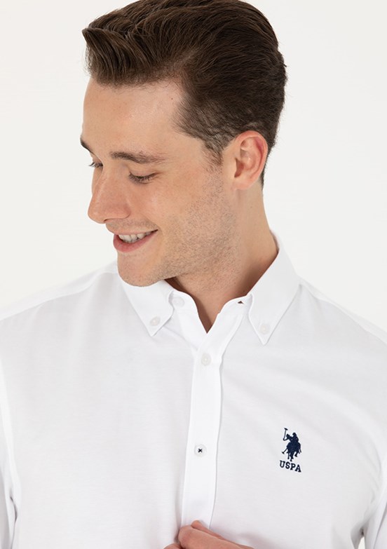 US POLO ASSN Beyaz Erkek Uzun Kol Gömlek