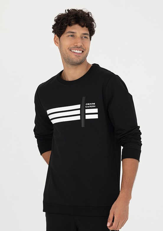 PİERRE CARDİN Siyah Erkek Regular Sweatshirt