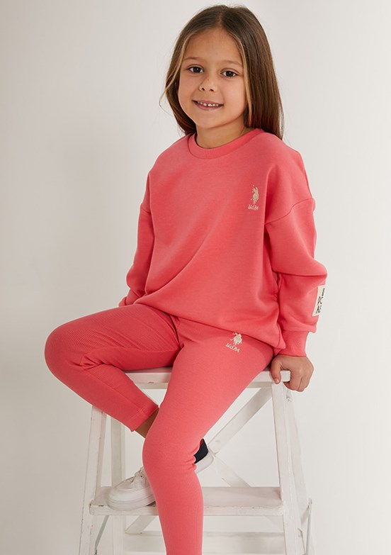 US POLO ASSN Kız Çocuk Pembe Pijama Takımı