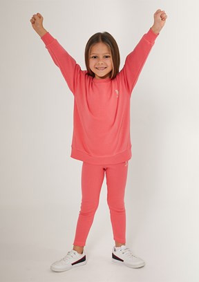 US POLO ASSN Kız Çocuk Pembe Pijama Takımı