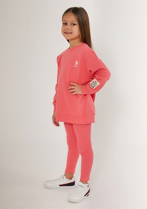 US POLO ASSN Kız Çocuk Pembe Pijama Takımı