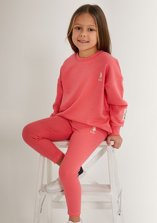 US POLO ASSN Kız Çocuk Pembe Pijama Takımı