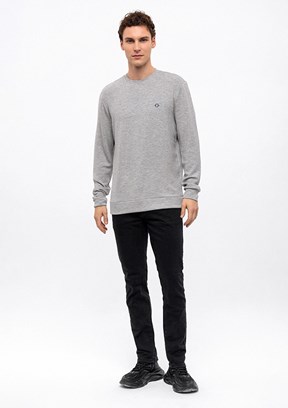 BACKANDBOND Gri Erkek Bisiklet Yaka Sweatshirt