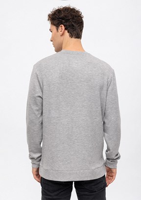 BACKANDBOND Gri Erkek Bisiklet Yaka Sweatshirt