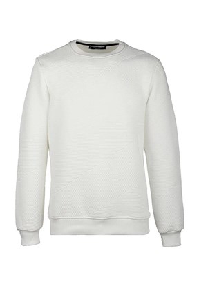 Cazador Beyaz Erkek Bisiklet Yaka Sweatshirt