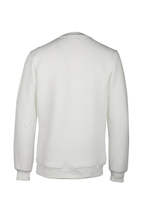 Cazador Beyaz Erkek Bisiklet Yaka Sweatshirt