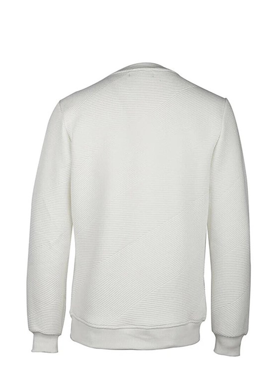 Cazador Beyaz Erkek Bisiklet Yaka Sweatshirt