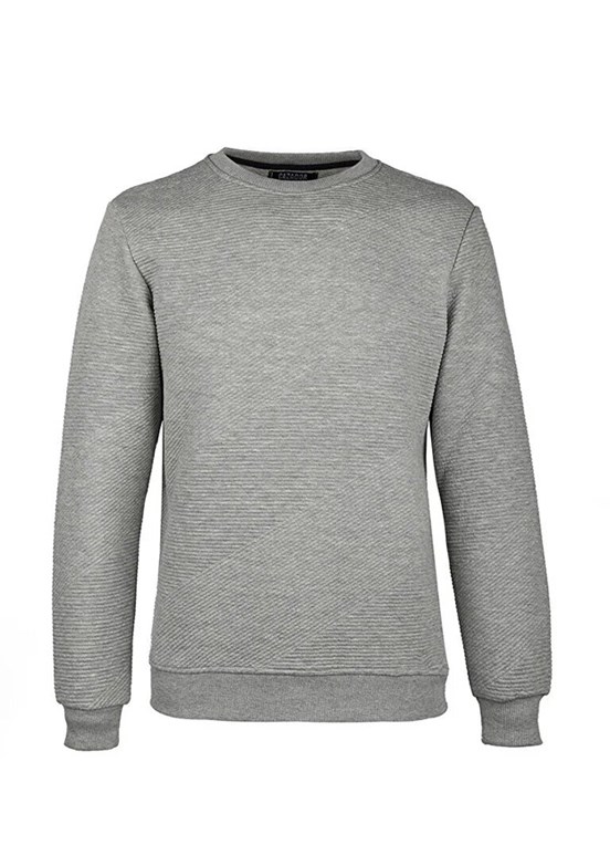 Cazador Gri Erkek Bisiklet Yaka Sweatshirt