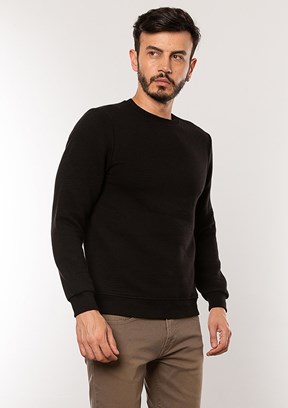 Cazador Siyah Erkek Bisiklet Yaka Sweatshirt