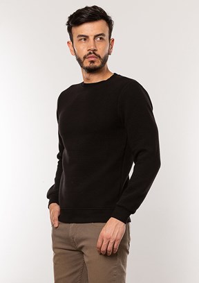 Cazador Siyah Erkek Bisiklet Yaka Sweatshirt