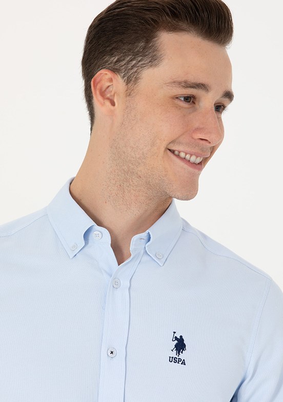 US POLO ASSN Mavi Erkek Uzun Kol Gömlek