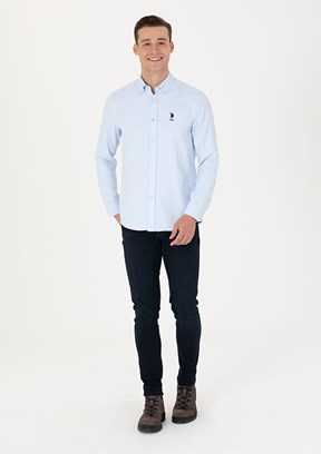 US POLO ASSN Mavi Erkek Uzun Kol Gömlek