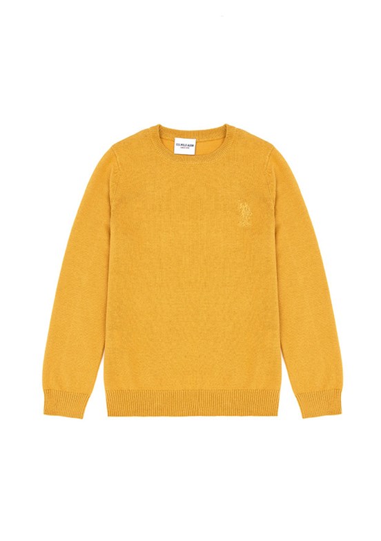 US POLO ASSN Erkek Çocuk Sarı Slim Kazak