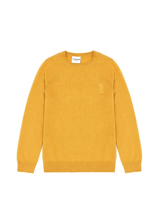 US POLO ASSN Erkek Çocuk Sarı Slim Kazak