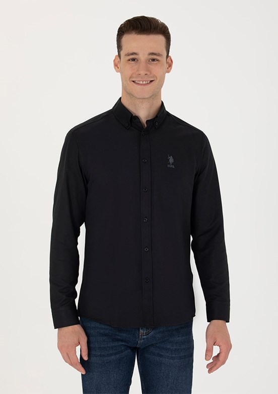 US POLO ASSN Siyah Erkek Uzun Kol Gömlek