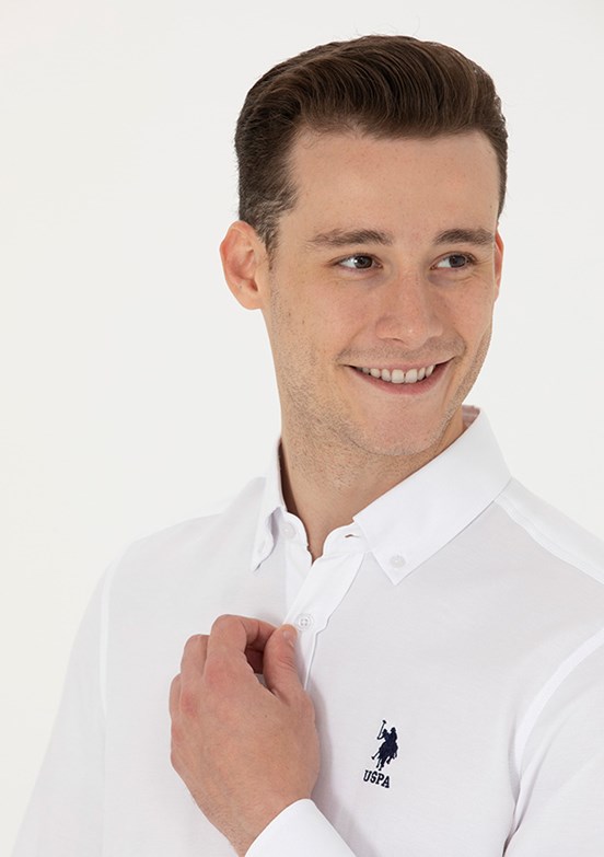 US POLO ASSN Erkek Beyaz Uzun Kol Gömlek