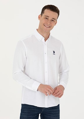 US POLO ASSN Erkek Beyaz Uzun Kol Gömlek