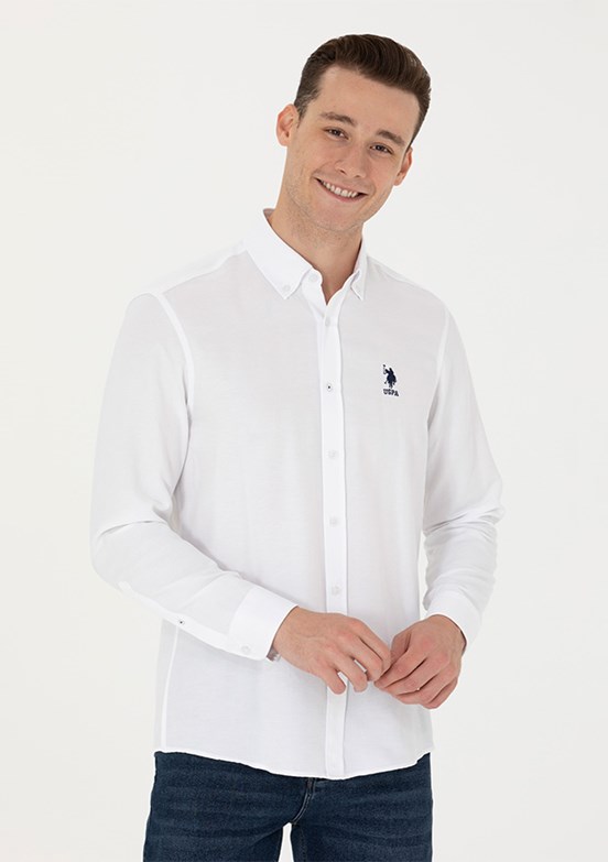 US POLO ASSN Erkek Beyaz Uzun Kol Gömlek
