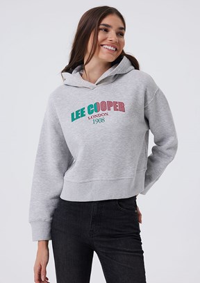 Lee Cooper Gri Kadın Kapüşonlu Sweatshirt