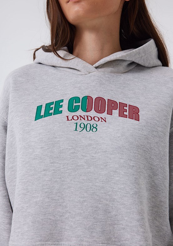 Lee Cooper Gri Kadın Kapüşonlu Sweatshirt