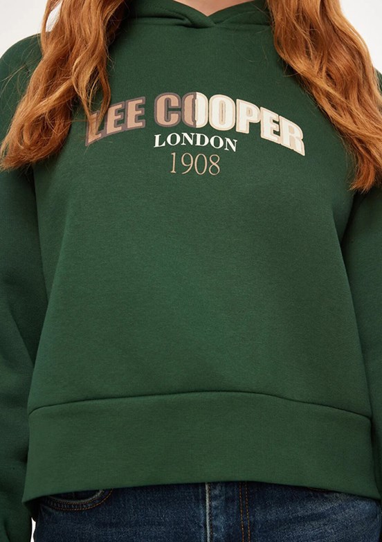 Lee Cooper Yeşil Kadın Kapüşonlu Sweatshirt